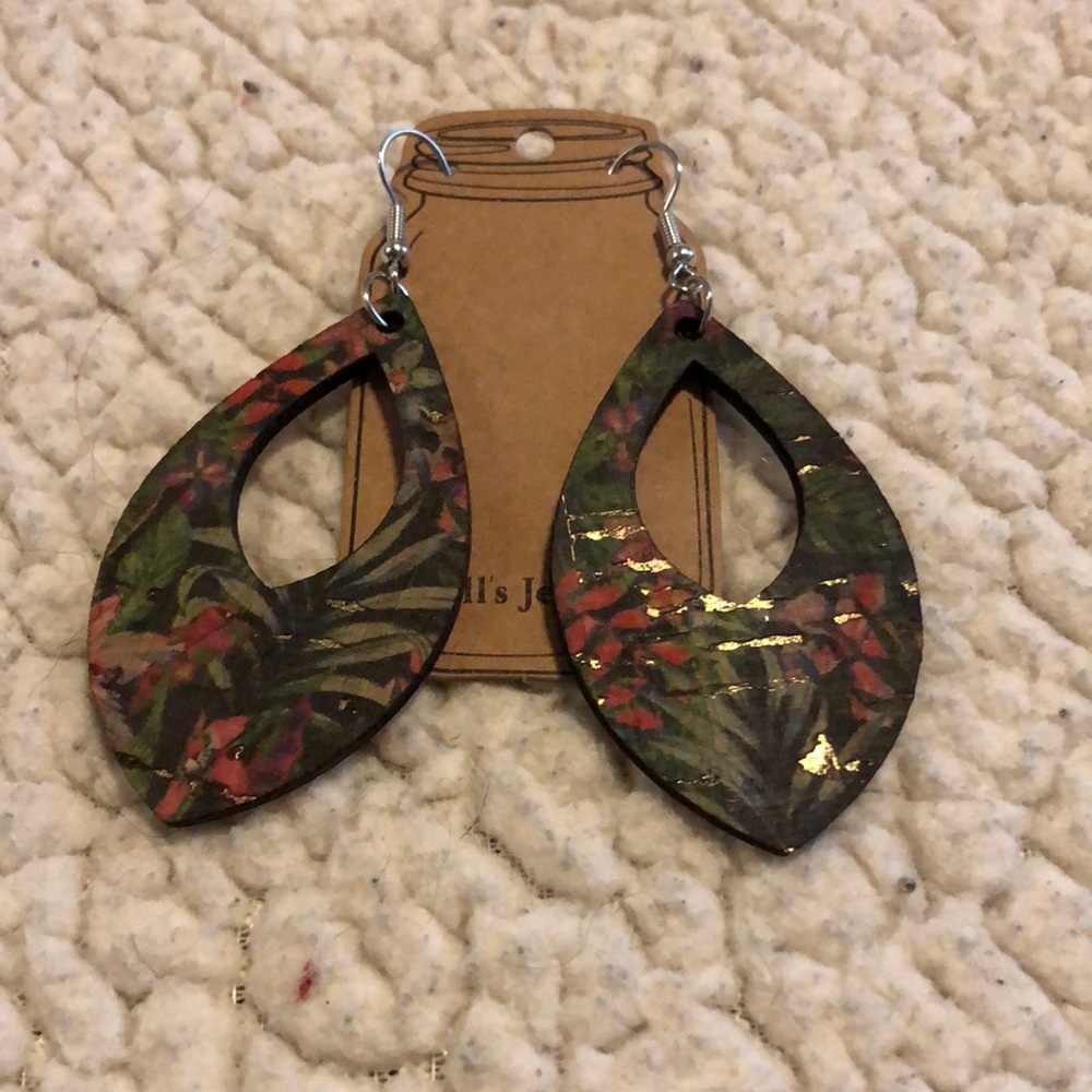 Painted leather handmade earrings